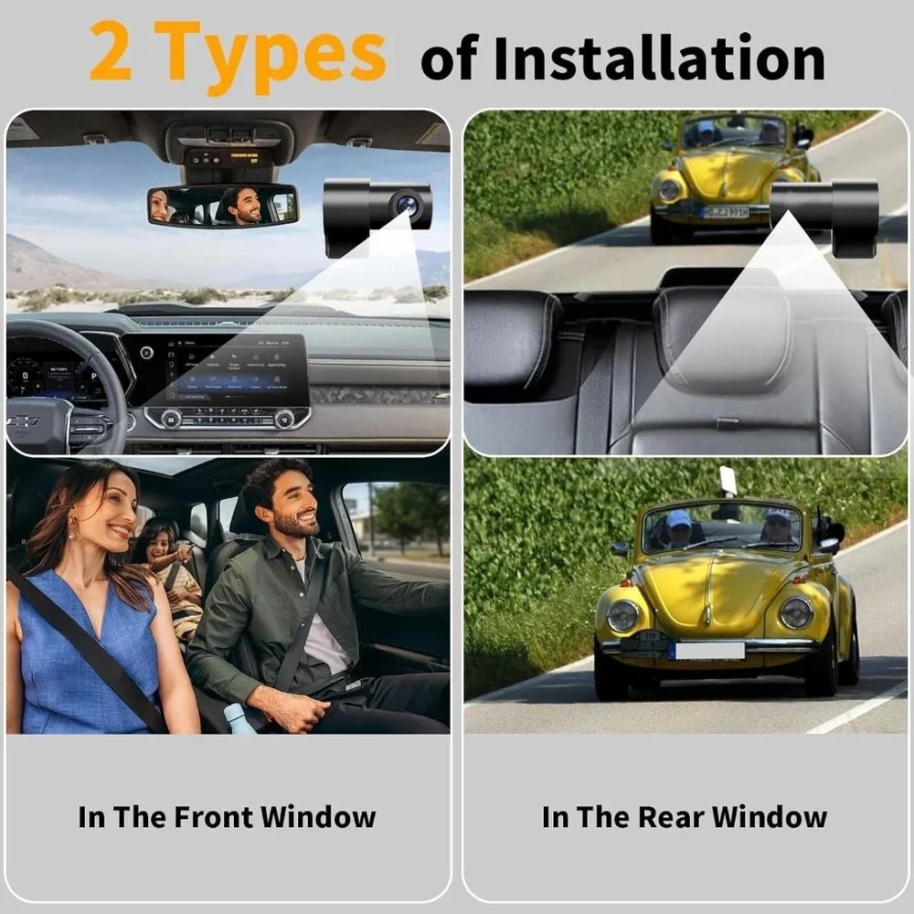 Dash Cam Front and Rear 4K Dual Channel with 64GB Card Wide Angle Night Vision